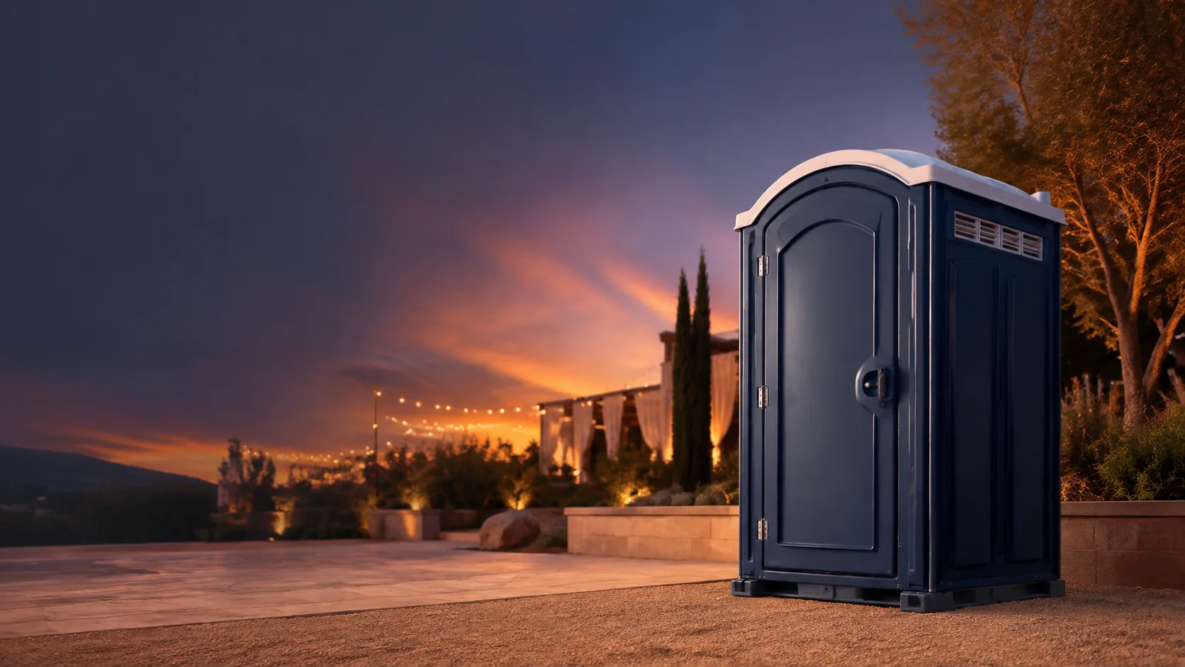 Portable restroom shown for rental planning in Bartlett, TN